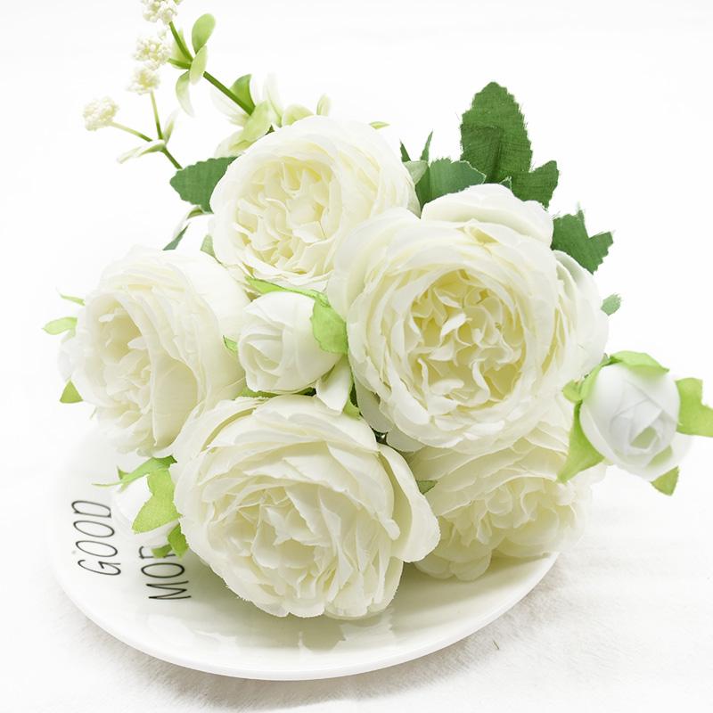 

1 Bundle 5 Forks 9 Heads Artificial Peony Bouquet Home Decor Wedding Diy Festival Indoor Furnishings Scrapbooking Bonsai Gifts 1pc