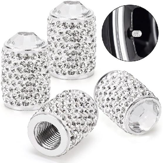 Bling Tire Valve Caps, 4 Pack Handmade Crystal Rhinestone Tire Caps Universal Bling Car Accessories for Women Dustproof Bling Valve Stem Caps Cover
