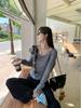 Chic Korean Grey One-Shoulder Bow T-shirt for Women - Sweet and Spicy Spring/Autumn Style