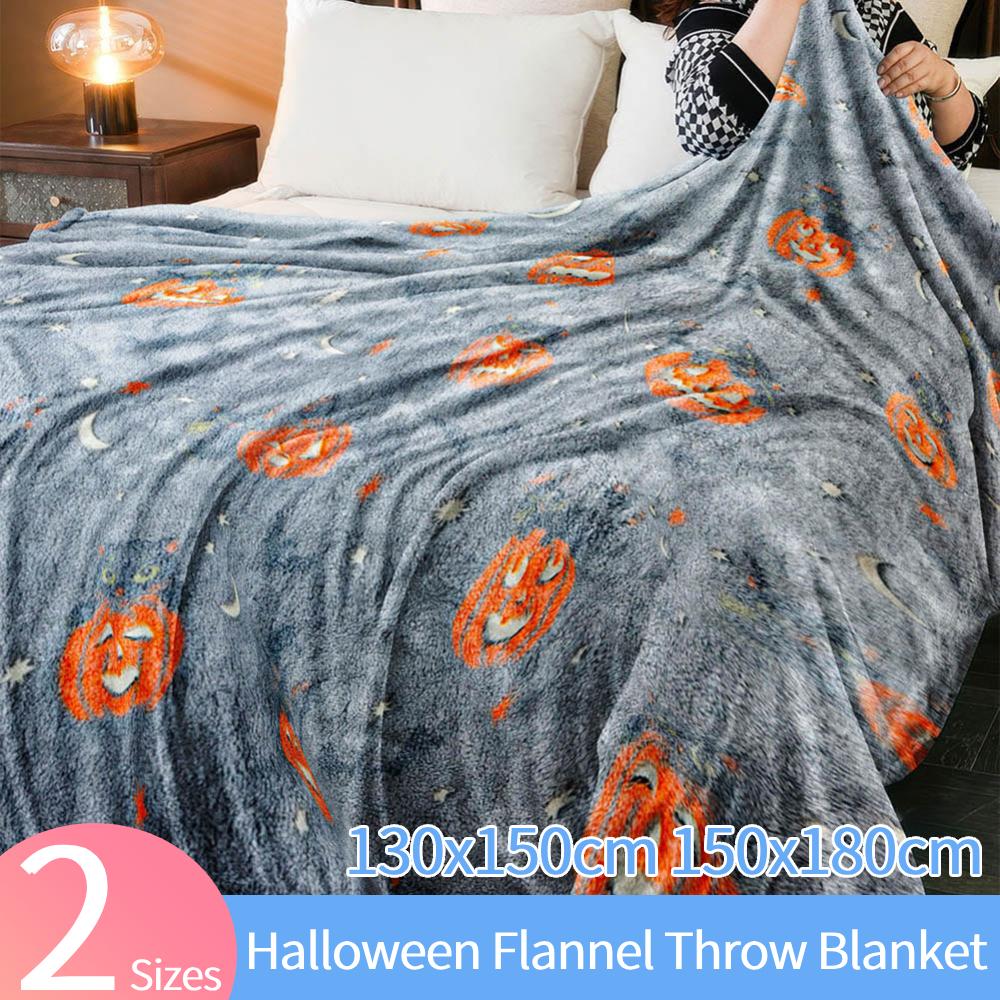 Halloween Decoration Flannel Throw Blanket Fuzzy Plush Cartoon Blankets Fun Halloween Party Gifts for Couch Sofa Bed Lounging