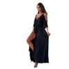 Women's Clothing Solid Color Sexy Suspender Five-quarter Sleeve Medium and Long Dress