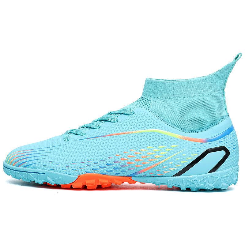 Overseas children's football shoes men's high-top adult student long nails artificial grass women's broken nails football shoes