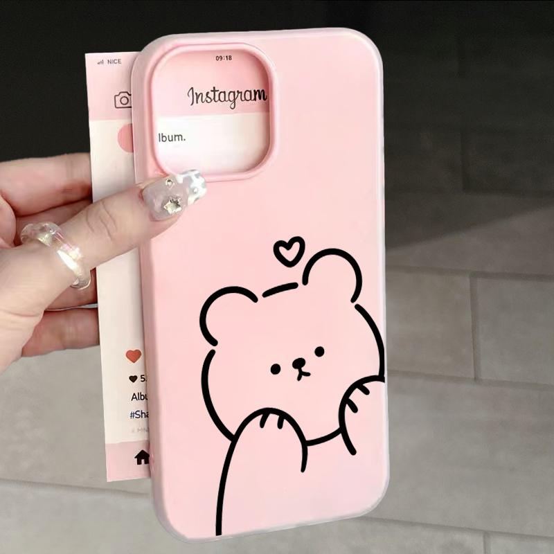Cute Cartoon Lines Bear Phone Case For Xiaomi Mi 15T Pro Poco M6 X7 X6 X5 Pro 4G 5G 2 in 1 Candy Colors Protection Soft Cover