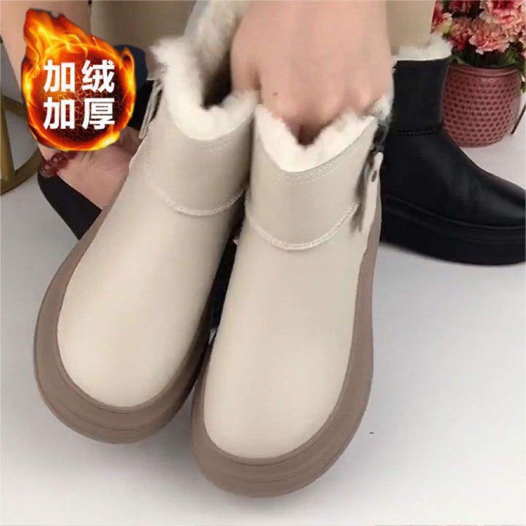Brand Broken Code Processing New Northeast Thickened Snow Boots Women's Thick-soled Versatile Non-slip Leather Snow Boots Short Boots Women