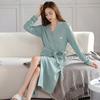 Nightgown Women'S Spring And Autumn Cotton Long-Sleeved Autumn Cotton Medium And Long Bathrobe Pajamas Women'S Integrated Yukata Loungewear