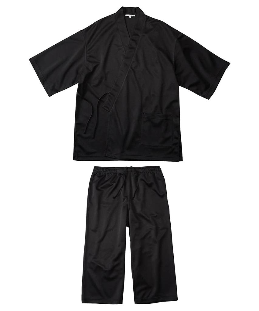 Mesh Jinbei Top and Bottom Available In Large 5L [Nissen] Men's Loungewear, Sweat-absorbing, Quick-drying Set, Sizes, Black,