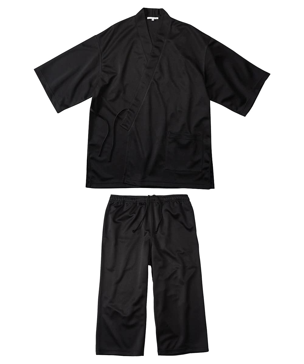 

сетчатый верх и низ джинбэй, доступный в большом размере 5L [Nissen] Мужская одежда для дома, комплект влагоотводящий, быстросохнущий, размеры, черный, чёрный