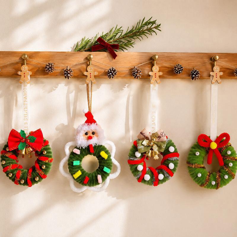 Christmas Tree Ornaments, Diy Decorative Hanging Ornaments With Pinecone, Mini Wreath Decor, Xmas Home Decorations