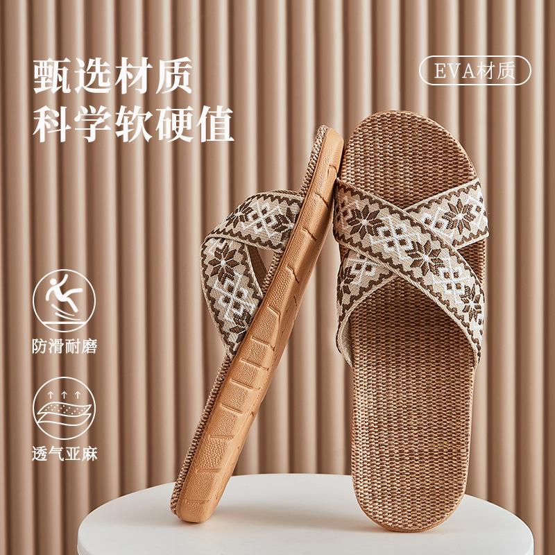 Linen slippers deodorant and non-slip indoor cotton and linen cool slippers women's summer breathable home leisure sandals free shipping