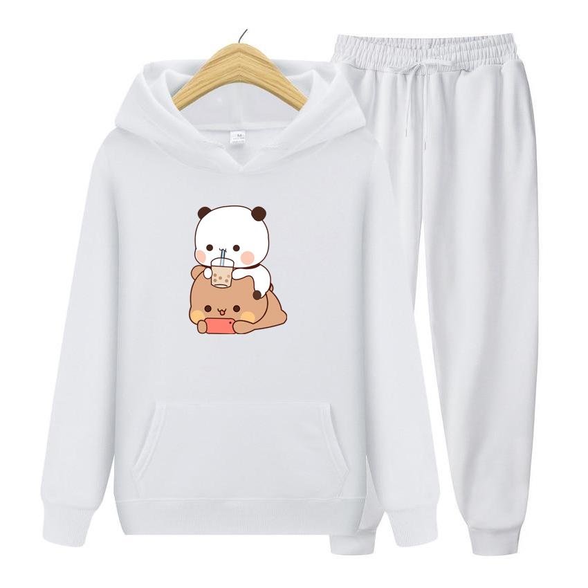 Bubu And Dudu Drink Bubble Tea Print Ženy Súprava mikiny Kawaii Dámska mikina Harajuku Oblečenie s voľným dlhým rukávom