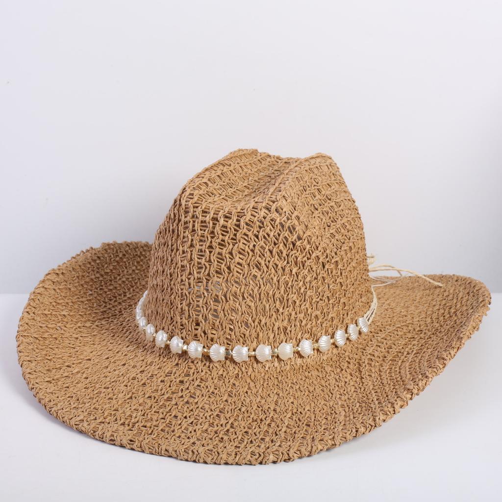 Popular Hollow Woven Western Denim Straw Hat Men's and Women's Summer Sunscreen Sunshade Wide-brimmed Beach Hat