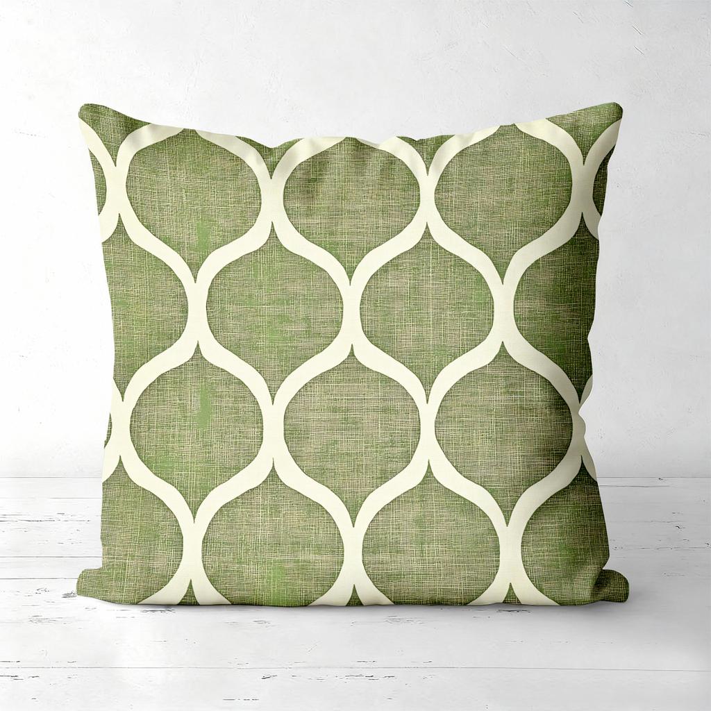 Retro Olive Green Geometric Wave Throw Pillow Covers Pattern Cushion Cover Suitable For Sofa Bedroom Car Pillow Cover