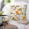 Road Work Watercolor Construction Vehicles Square Pillowcase Pillow Cover  Cushion Zip Decorative Throw Pillow for Home Sofa