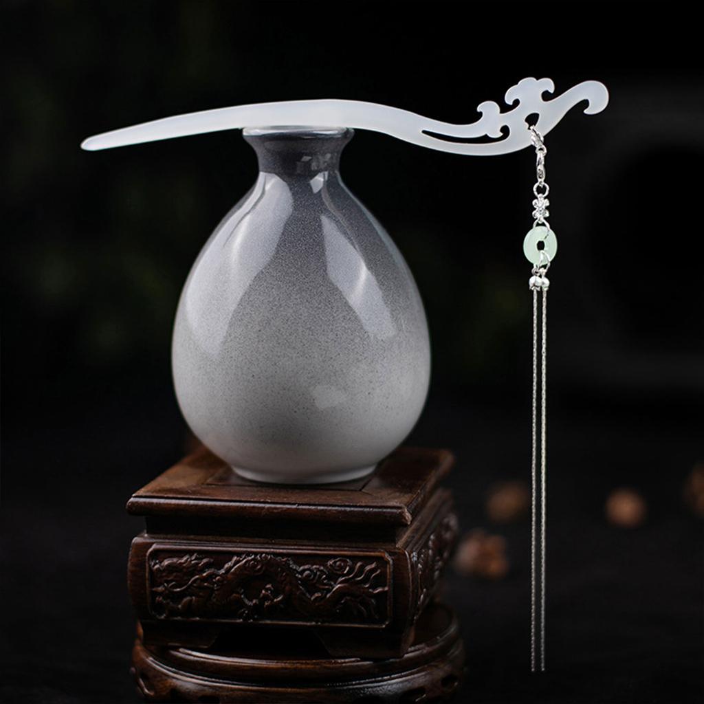 Green/White Acetic Acid Hair Sticks Forks Retro Chinese Style Hair Pin Beads Tassel Hair Clip Women Girls Hair Bun Maker Jewelry