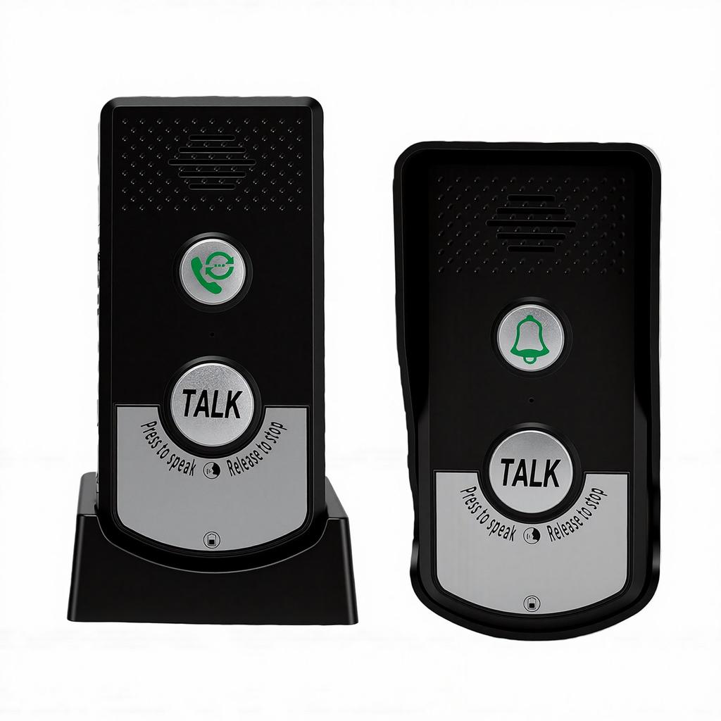 Wireless Doorbell Rechargeable Battery Operated 3280.8ft Range 2 Way Voice Intercom Doorbell for Home Hospital Black
