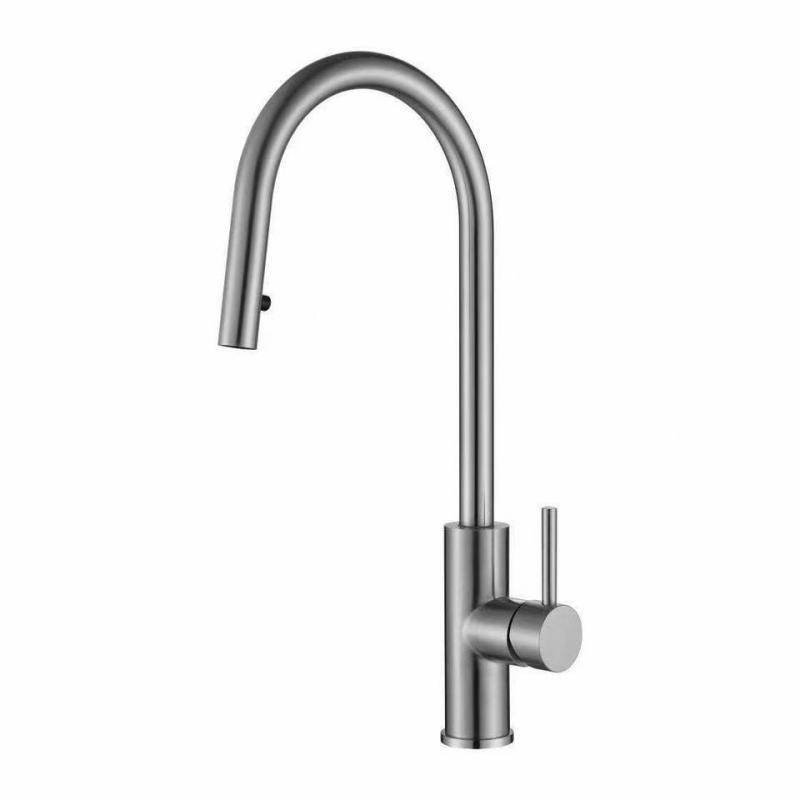 

304 Stainless Steel Pull Down Kitchen Faucet With Sprayer Single Handle Cold And Hot Dual Control 2-function Black Sink Tap
