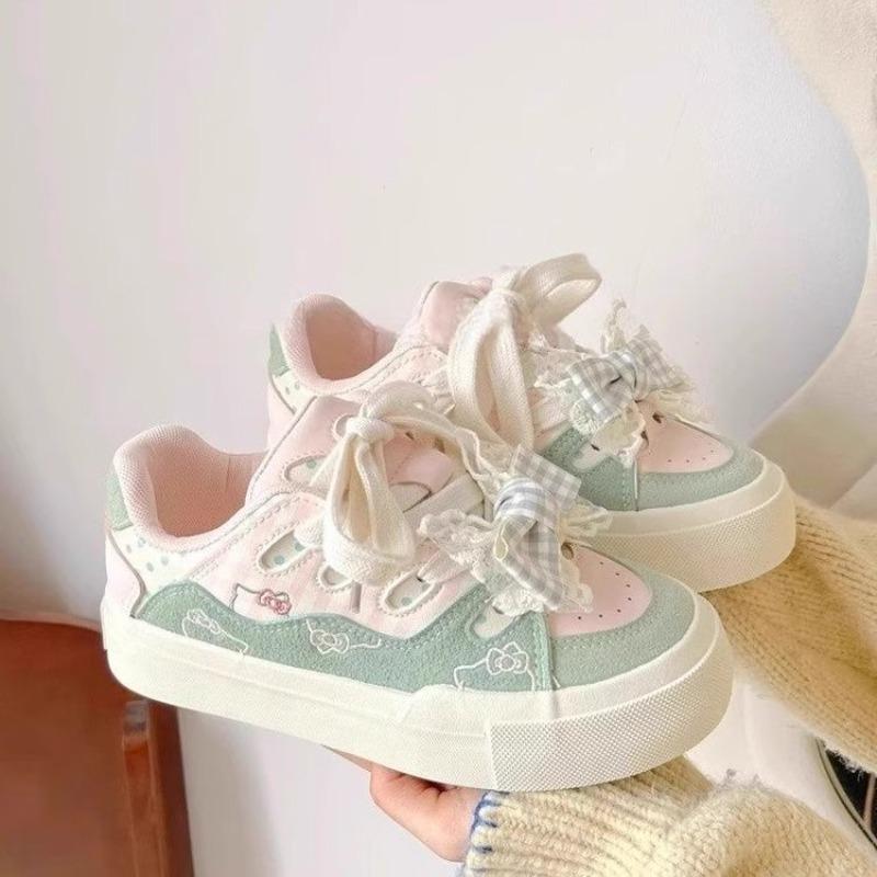 Söta rosettbrödsskor dam sommar nya dopamin tjock platåsula skor student casual sportskor