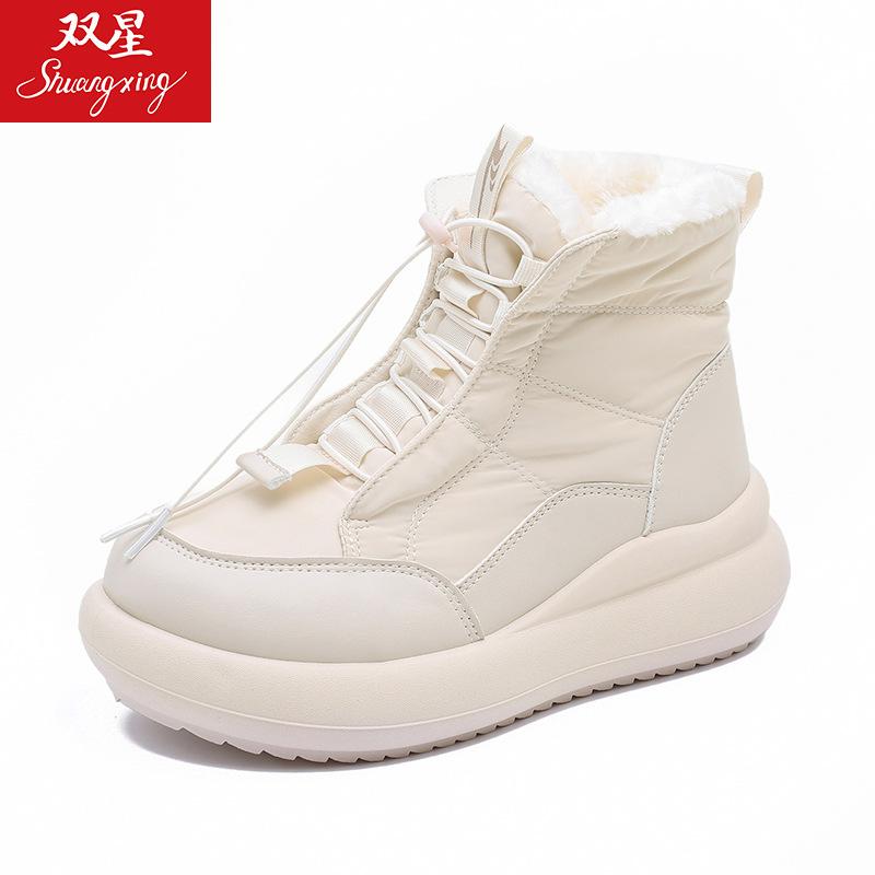 Women's high fashion lightweight soft sole winter warm fur one snow boots padded lining non-slip casual sports Martin cotton boots