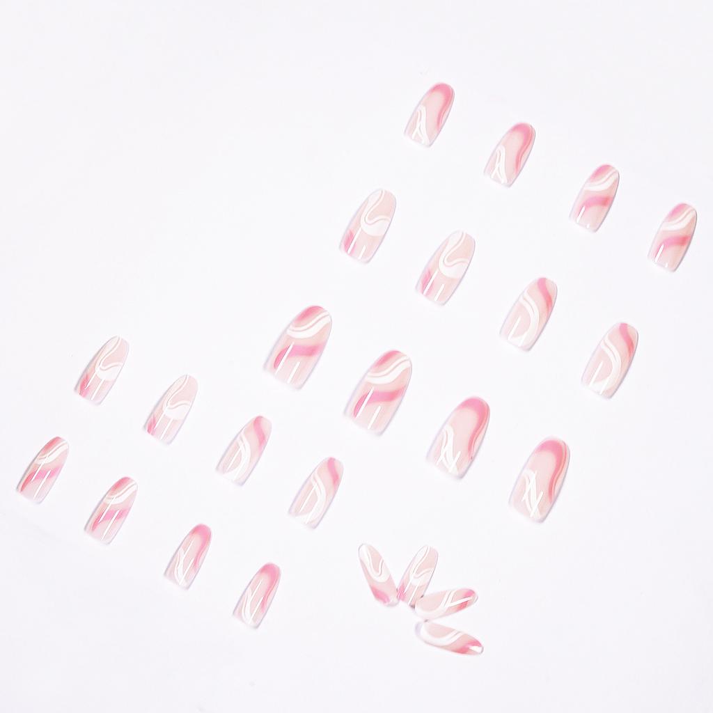 Pop Series Simple Pink White Wear Nail Art Finished Fake Nail Nail Patch Nail Patch Removable Nail
