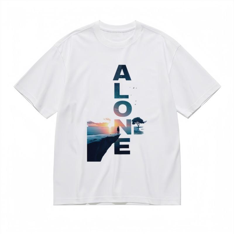 

Men s Breathable Trend Classic T-Shirt Ocean Sunset and Lone Figure Design Tee XL