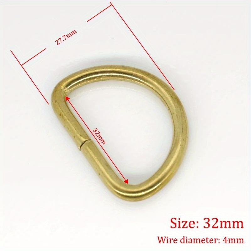 10Pcs Solid Brass D Rings Buckles for Bag Strap Belt Purse Webbing Dog Collar 10-38mm Inner Width Leather Craft DIY Accessories