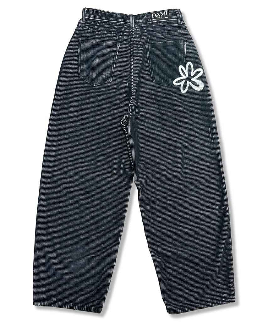 Damiswi Flower Spray Corduroy Balloon Pants_Navy