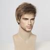 Men Black Synthetic Wig Natural Looking Daily Fake Hair for Male Short Brown Wigs Costume Party Heat Resistant Fiber
