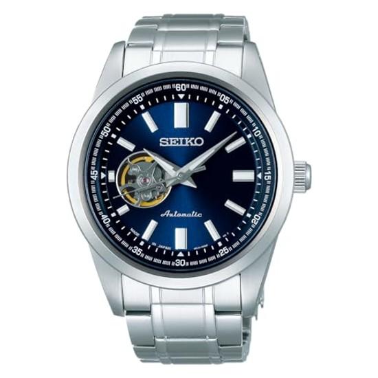 Часы Seiko SELECTION SCVE051 Мужские наручные Сделано в Японии Механические Автоматические (с ручным заводом) Открытое сердце Прозрачная задняя крышка на винтах Синий циферблат Сталь