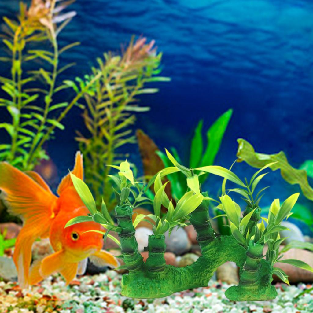 Realistic Green Plant Fishtank Decoration Artificial Green Bamboo for Home Use Aquariums Fishtank Landscape Accessory