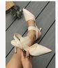 able  High Heel Sandals Women's Summer  Thin Heels Dress Party Shoes  Elastic Band Womens Sandals
