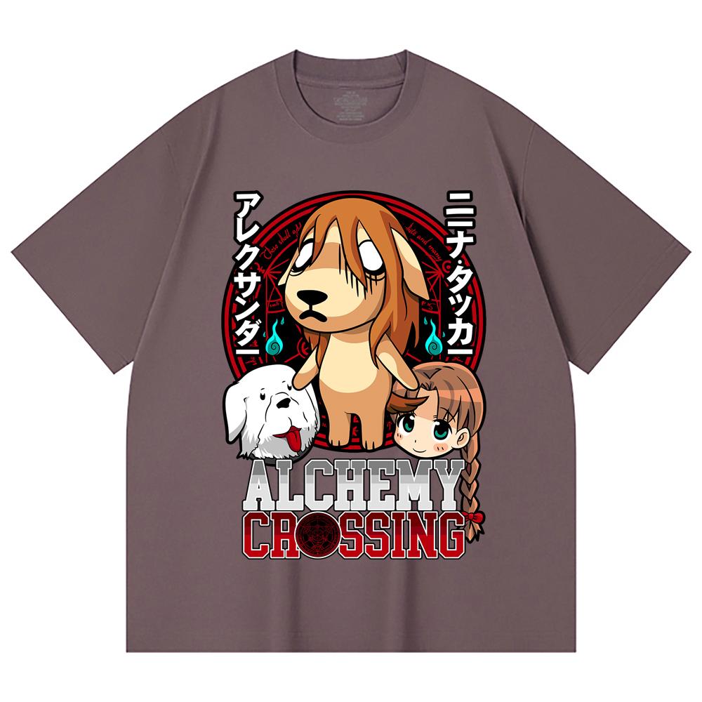 230 Gsm 100% Cotton Fullmetal Alchemist V5 Alchemy Crossing Print Unisex Heavy Cotton T Shirt