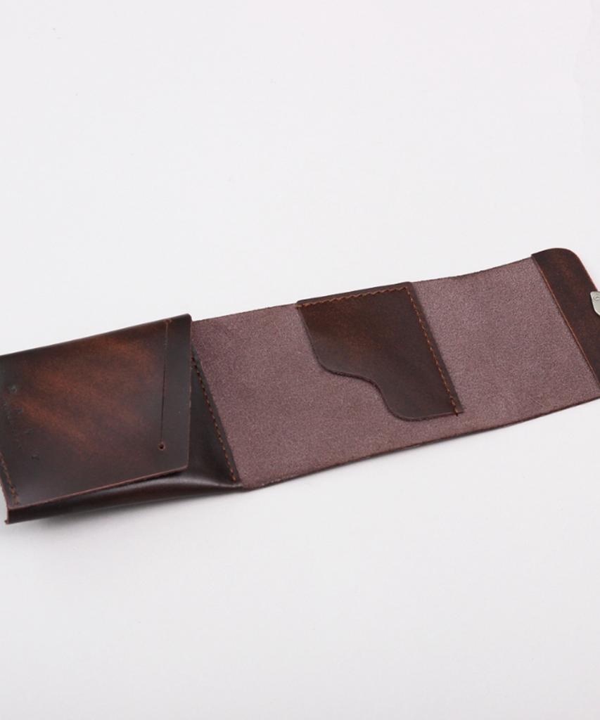 Matt [Claasic] Adobang Cowhide Buckle Wallet Two-Tone Brown