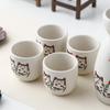 Ceramic Japanese Sake Set Lucky Cat Wine Pot Flagon with 4 Wine Cups Porcelain Tokkuri Bottle Soju Cup Microwave Safe