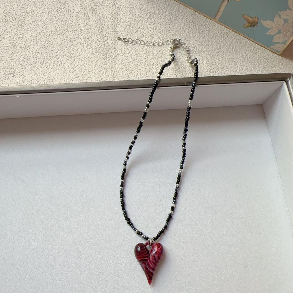 Strawberry Sweet Necklace Korean Handmade Beaded Rice Beads Sweet Cool Wind Clavicle Chain Fashion Jewelry