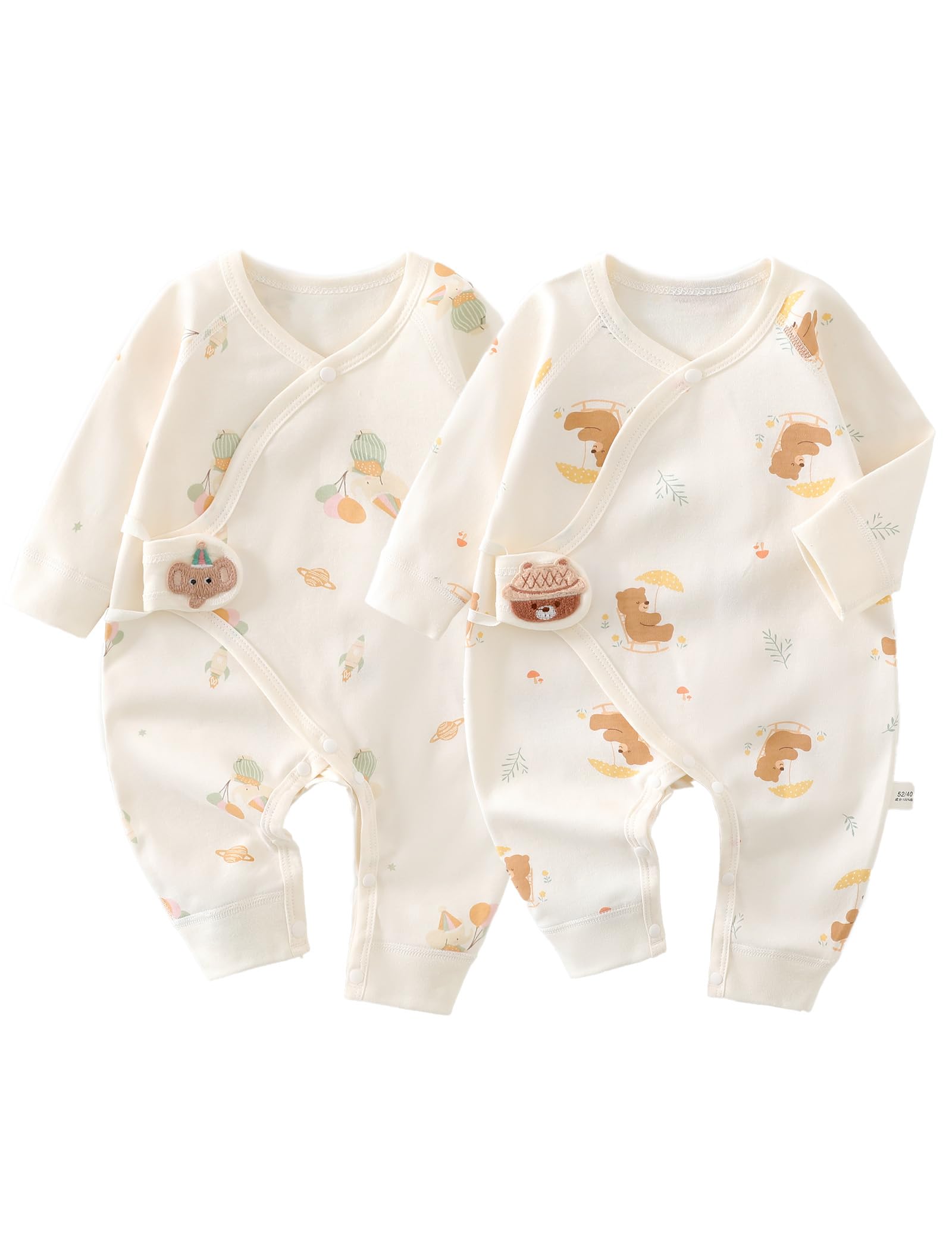 

Милый набор одежды для новорожденного из хлопка, комбинезоны с длинным рукавом для мальчиков и для детского душа, идеально подходит для ношения в помещении и на улице [HAYAHARU] 2, с открытой передней частью,