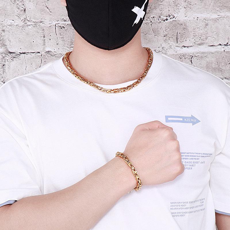 

Императорская цепочка в стиле хип-хоп, европейская и американская творческая личность, модный V-образный мужской браслет из титановой стали, ожерелье 20cm