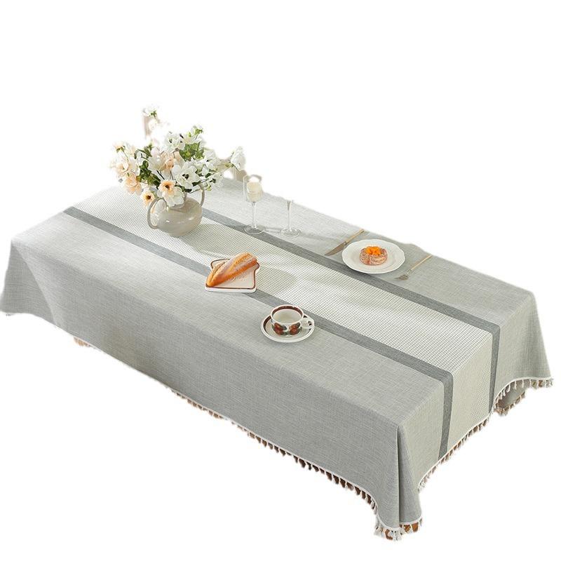 Simple Grid Striped Tablecloth Coffee Table Cloth Household Cotton And Linen Fabric Symmetrical Tablecloth Table Cloth Modern And Simple