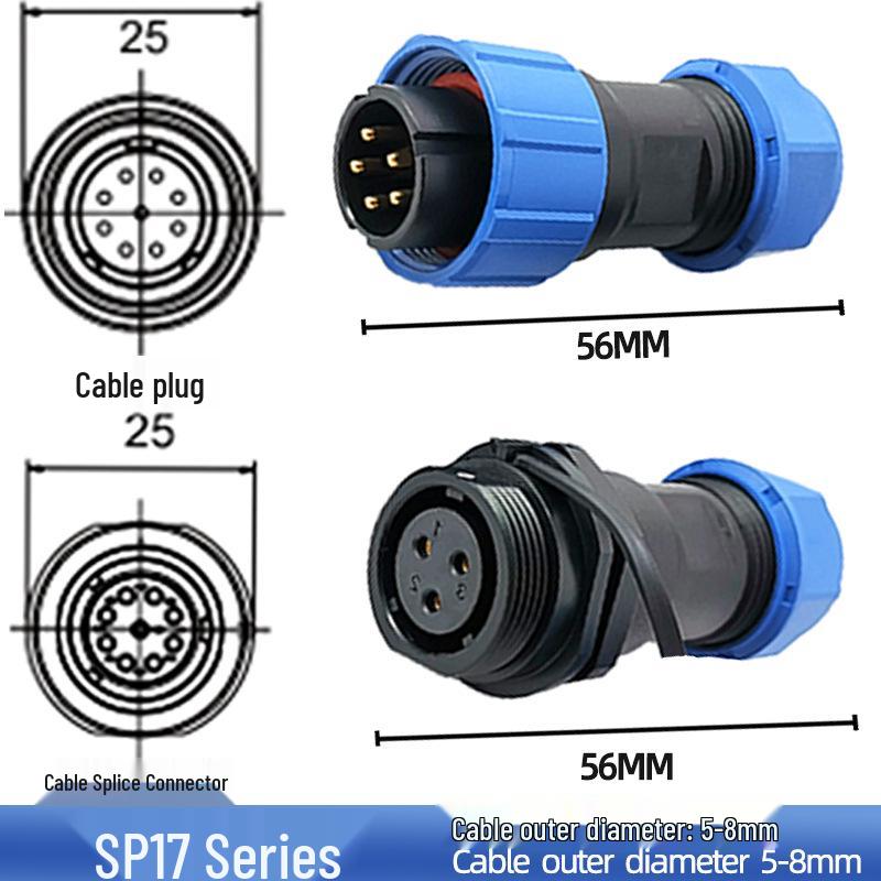 Yue Ling SP17 Series IP68 Waterproof Aviation Plug with Rear Nut Flange