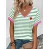 Womens V-Neck Short Sleeve T-Shirt With Leopard Print 3D Effect Colorful Ink Loose Fit Casual Office Wear