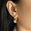 Earrings natural stone earrings titanium steel gold-plated 18k new Chinese style Guochao vacation style earrings women's C shape