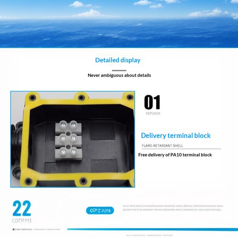 G713 IP68 Waterproof Junction Box 6 Cable Ports Heavy Duty Plastic Shell for Farm Outdoor Power Cable Splicing