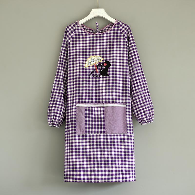 Korean Style Long Sleeve Oil-Proof Cotton Apron for Women and Men – Cute and Fashionable Kitchen Smock for Summer