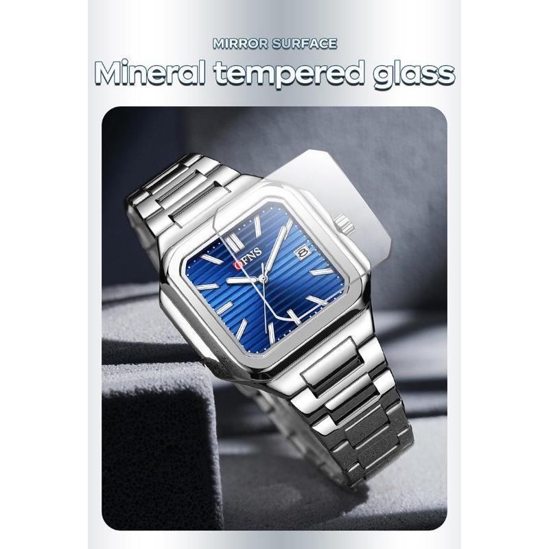 Luxury Square Male Watch Waterproof Luminous Date Quartz Watches For Men Stainless Steel Fashion Men's Clock