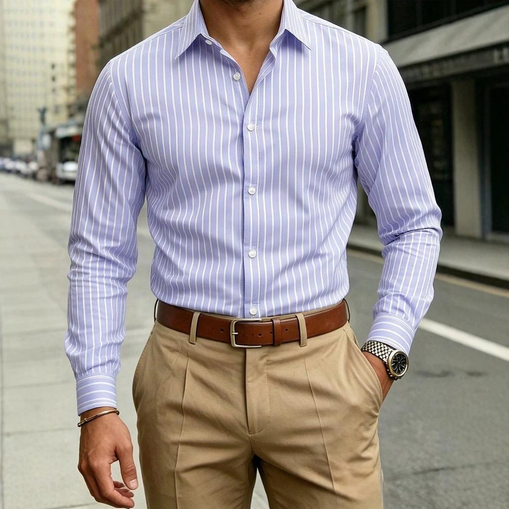 Black Striped Long Sleeve Shirt Collar For Glamorous Party-Wear Men White Shirt Fall Formal Ceremony