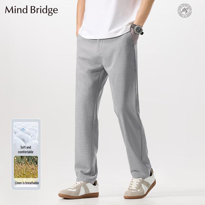 Mind Bridge Casual Straight-Leg Linen Blend Pants L темно-серого