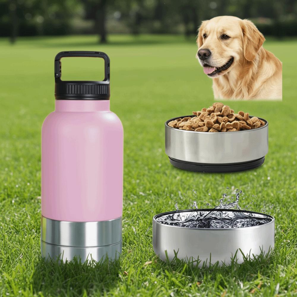 3 in 1 Stainless Steel Pet Water Bottle Multi-layered Detachable Dog Feeding Bottle Leak-proof Large Capacity