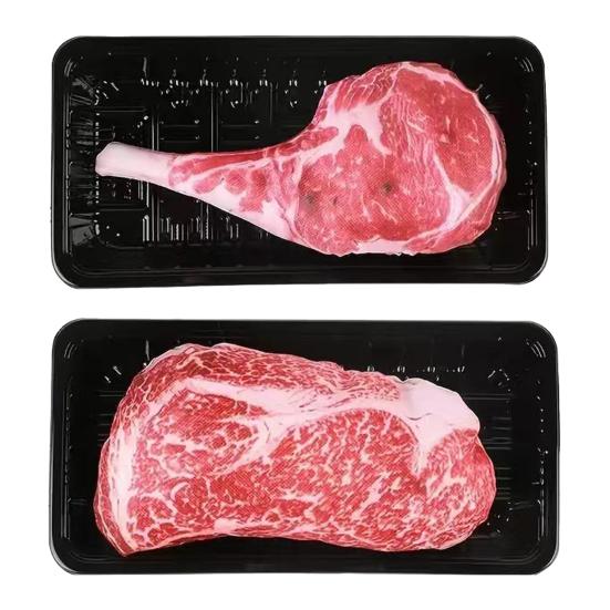 Fake Steak Dog Toy Stuffed Tomahawk Steak Dog Chew Toy Soft Realistic Steak Plush Squeaky Toy for Dogs Training Cleaning Teeth
