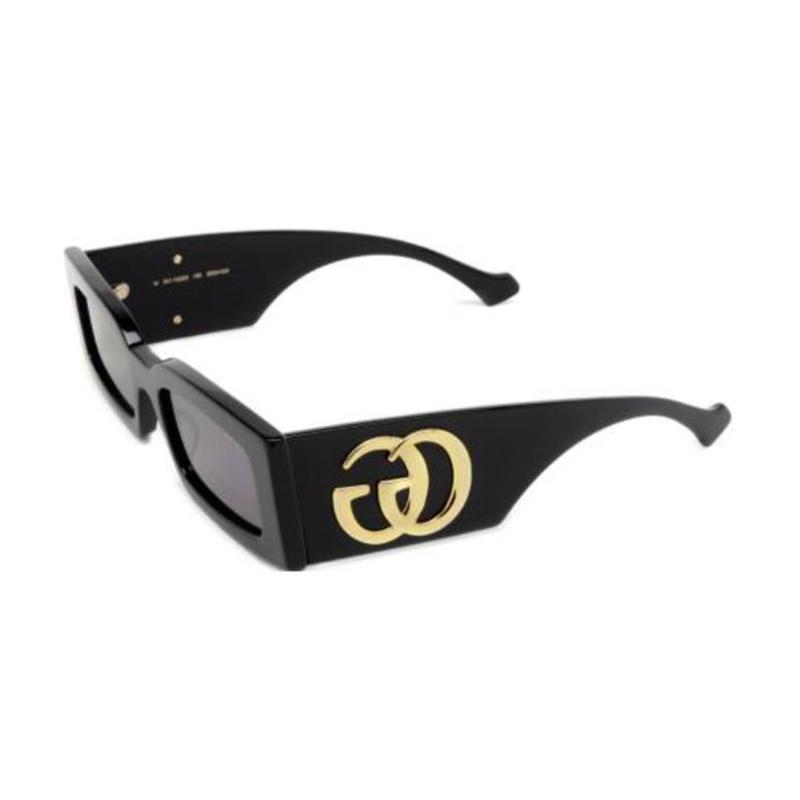 GUCCI Gucci Logo Acetate Irregular Sunglasses Unisex Couple Black