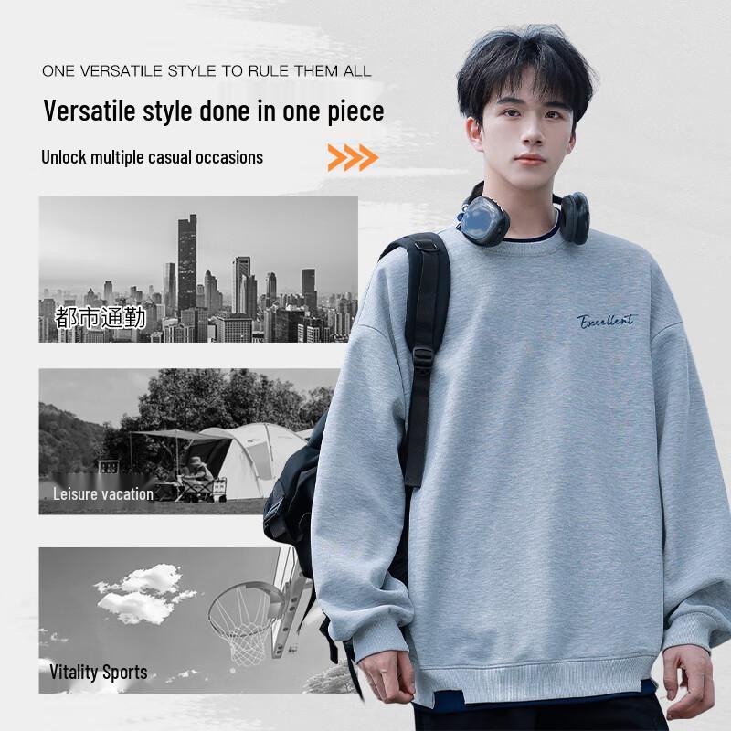 Men's Simple Letter Round Neck Long Sleeve T-Shirt