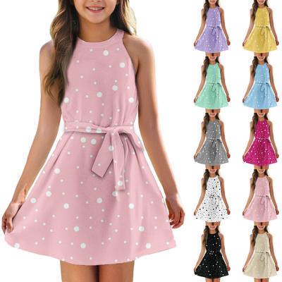 Girl Summer Dress Sleeveless Strappy Dress Solid Color & Print Sleeveless Dress Casual Dress